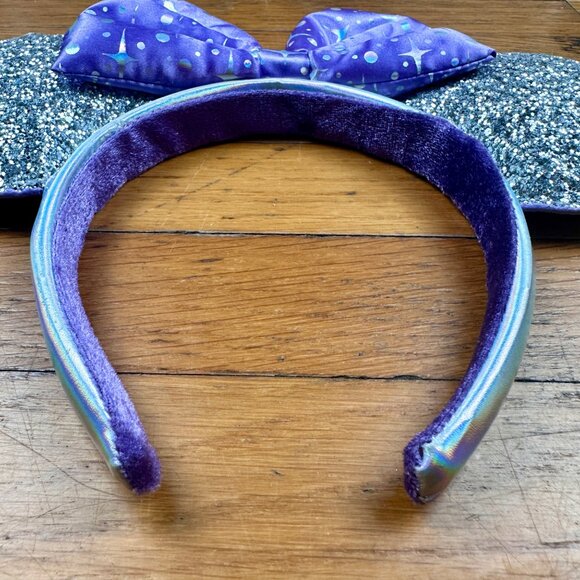 Disney 2022 Tomorrowland Celestial Silver Purple Bow Minnie Ears Headband - Picture 6 of 12